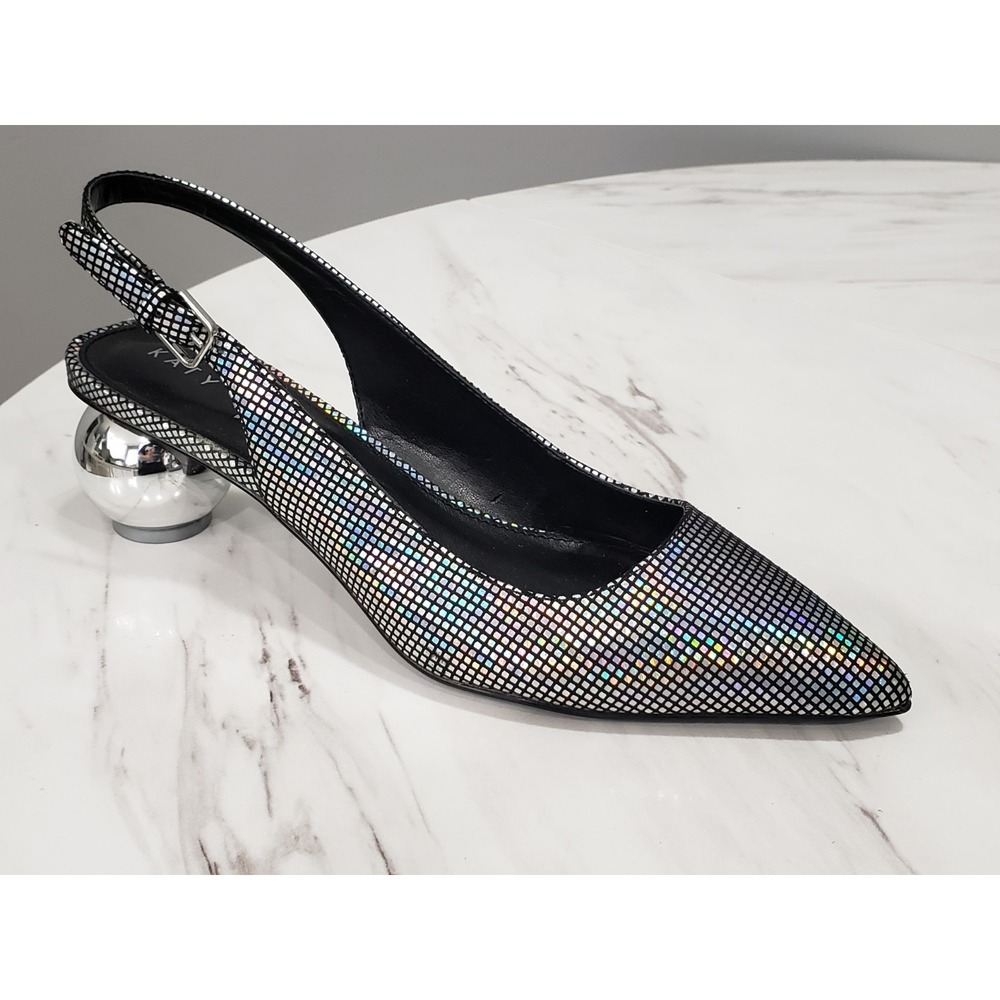 NEW 7.5 KATY PERRY Adora Slingback Pointed Toe Pump DISCO BALL CRYSTAL BALL HEEL